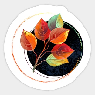 Red leaves branch Sticker